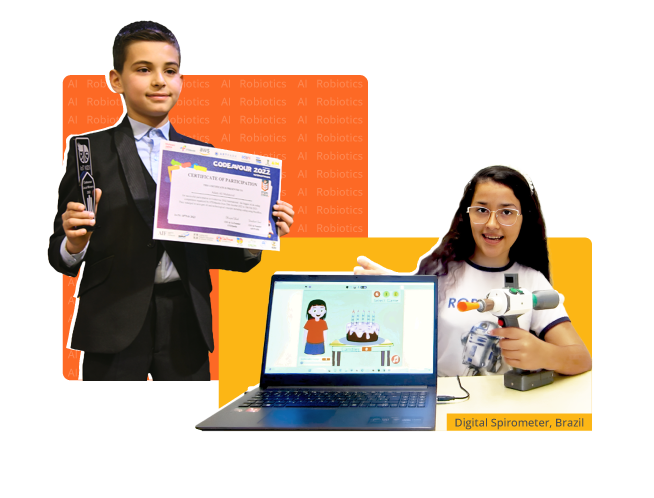 Codeavour 5.0 Edition shows a boy from Iraq winning Trophy for his innovative project and a girl from Brazil made AI and Coding Project called Digital Inceptive Spirometer